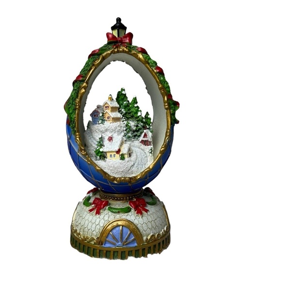 Christmas Music Box Egg Ornamental- Plays “We Wish You A Merry X-mas” Home Trees - Picture 6 of 13